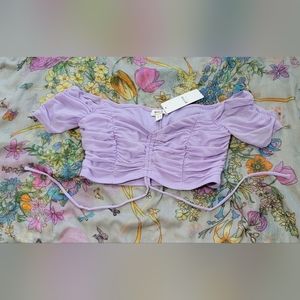 NWT Privy Lilac Instant Classic Off the Shoulder Crop Top